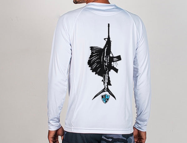 SA PERFORMANCE LONG SLEEVE SHIRT W/ MESH - WHITE -GAME ON
