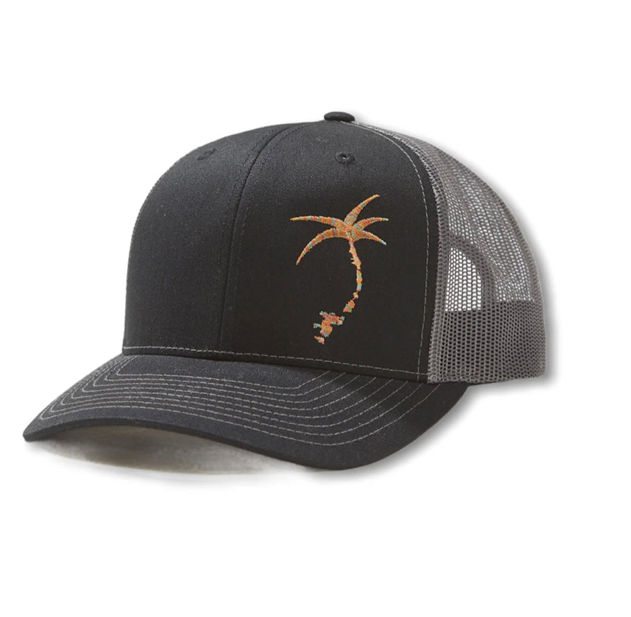 Embroidered Palmap Trucker Hat - Black / Charcoal