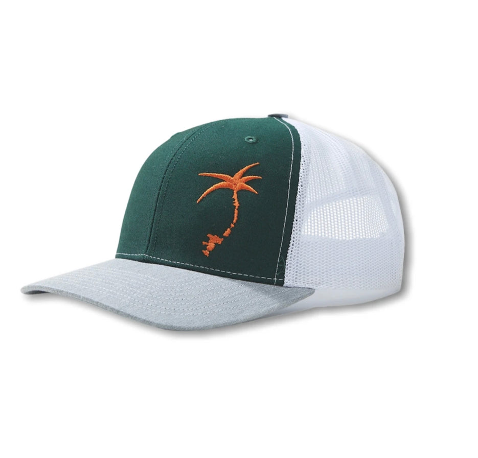 Embroidered Offset Palmap Trucker Hat - Green / Orange