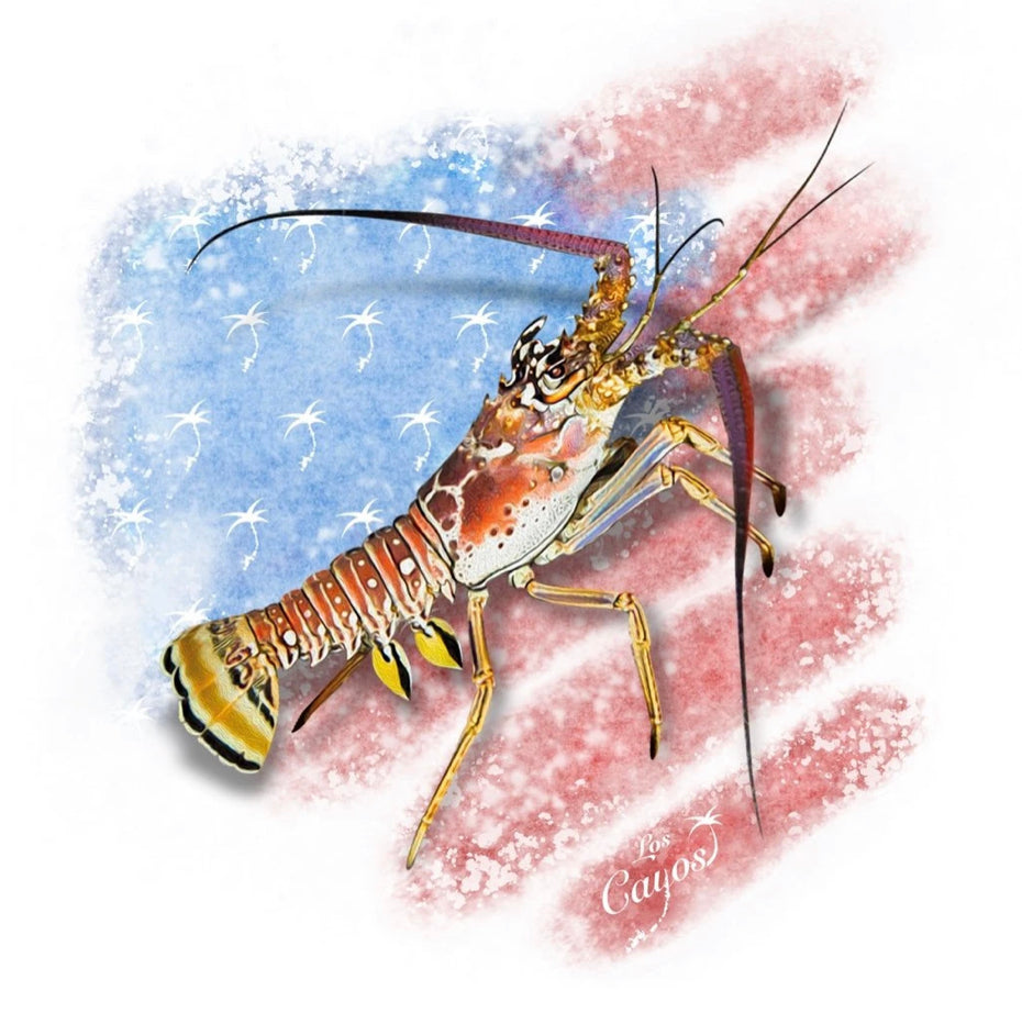 Patriotic Lobster / Silver - Quick Dry UPF 50+ Mens Long Sleeve
