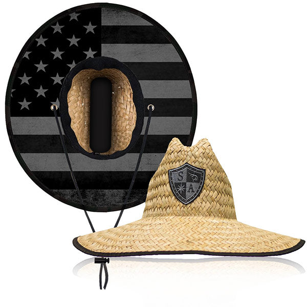 UNDER BRIM STRAW HAT | BLACKOUT AMERICAN FLAG