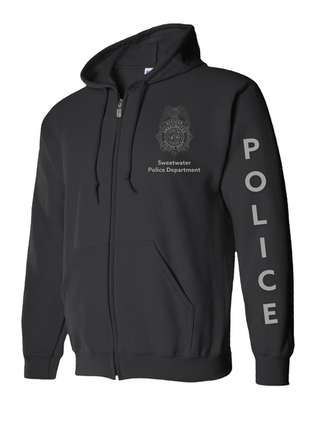 【U LAN】Police Semi-Crop Over Printed Hood Zip-Up U LAN】Police Semi-Crop Over Printed Hood Zip-Up