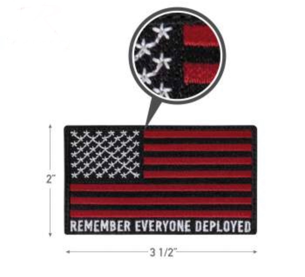 R.E.D. (Remember Everyone Deployed) Flag Patch With Hook Back