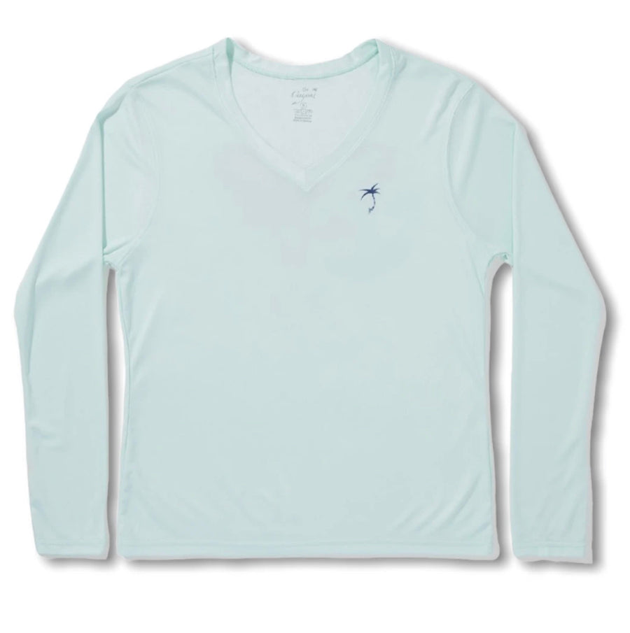 Turtle / Mint V-neck - Quick Dry UPF 50+ Ladies Long Sleeve