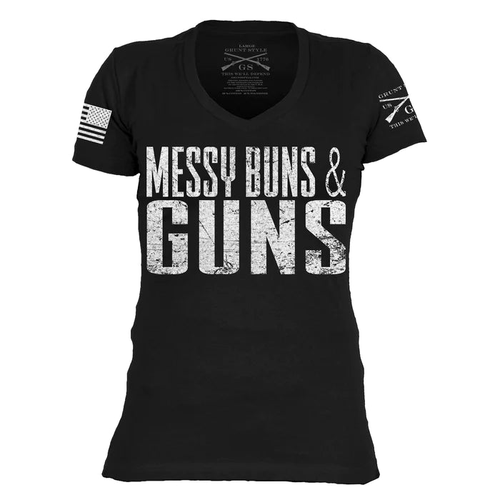 V-Neck MESSY BUNS AND GUNS
