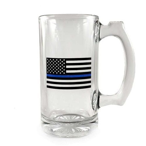 Libbey Deco Glass Mug - Thin Blue Line Flag, 12.5 oz