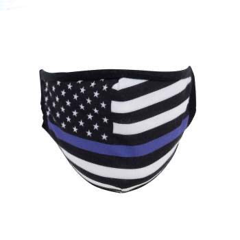Thin Blue Line Flag Reusable 3-Layer Polyester Face Mask